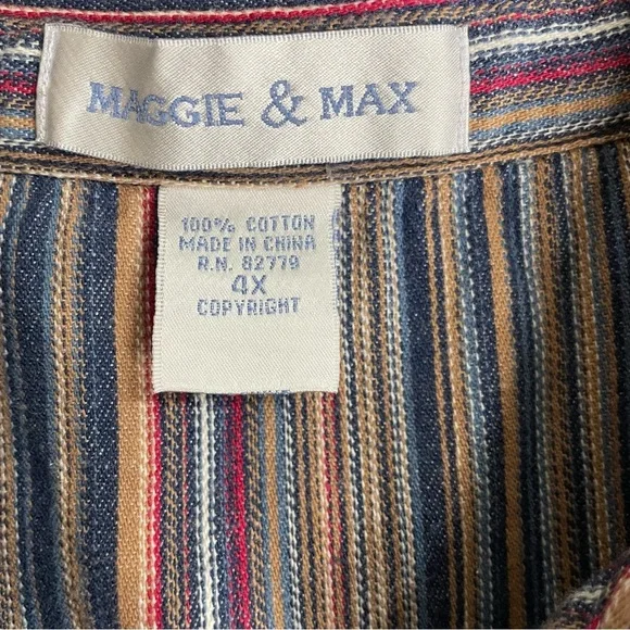 Maggie and Max Striped Button-Up Multicolor Shirt - Picture 3 of 3